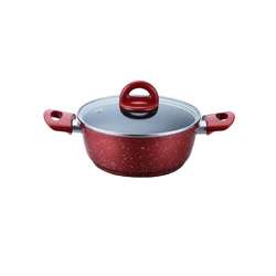 Cratita aluminiu 2.5 litri, Capac Sticla, PIETRA ROSA