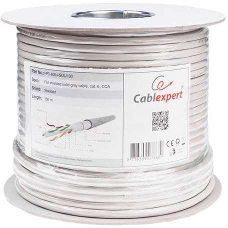 Cablu retea Gembird UTP, Cat.6, CCA, Rola 100m, Gri