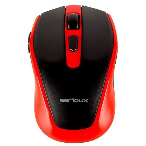 Mouse Serioux Pastel 600, Wireless, USB, Optic, 1600dpi, Negru/Rosu