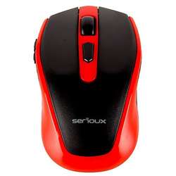 Mouse Serioux Pastel 600, Wireless, USB, Optic, 1600dpi, Negru/Rosu