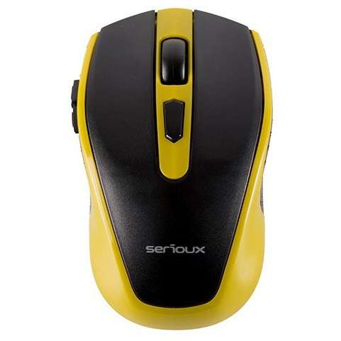 Mouse Serioux Pastel 600, Wireless, USB, Optic, 1600dpi, Negru/Galben