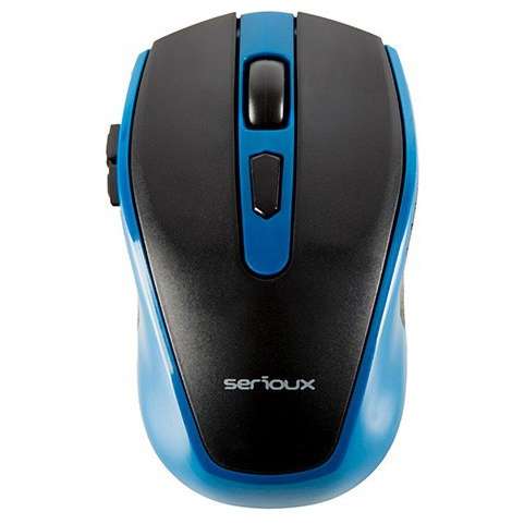 Mouse Serioux Pastel 600, Wireless, USB, Optic, 1600dpi, Negru/Albastru