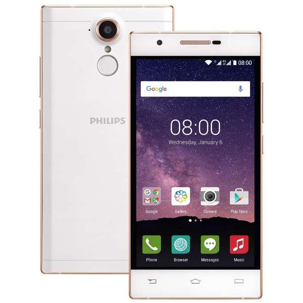 Smartphone Philips X586, Dual SIM, 5.0'' IPS Multitouch, Quad Core 1.3GHz, 2GB RAM, 16GB, 13MP, 4G, Champagne White
