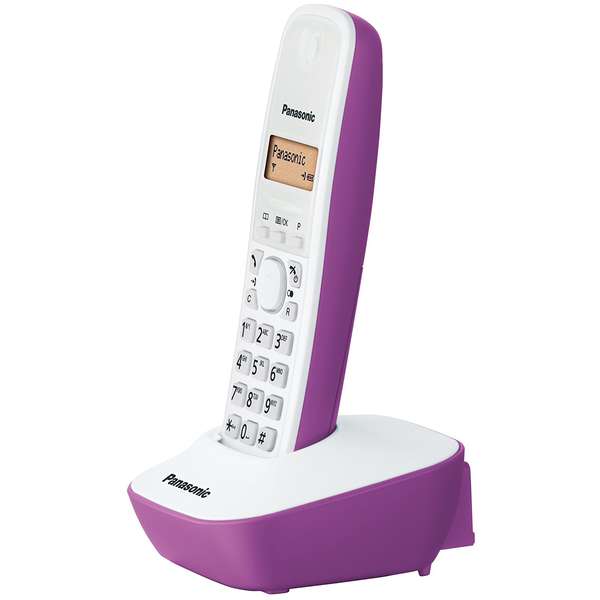 Telefon fix Dect Panasonic KX-TG1611FXF, Alb/Violet