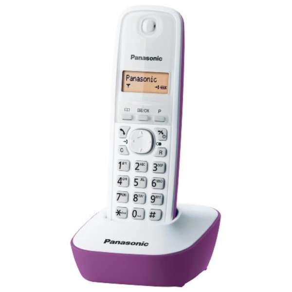 Telefon fix Dect Panasonic KX-TG1611FXF, Alb/Violet