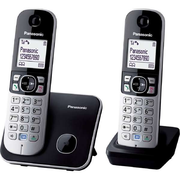 Telefon fix Dect Panasonic KX-TG6812FXB, Twin, Negru