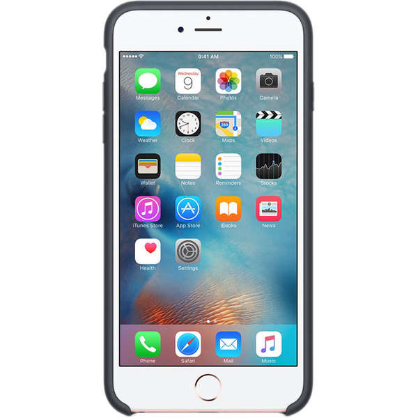 Capac protectie spate Apple Silicone Case pentru iPhone 6s Plus, Gri Charcoal