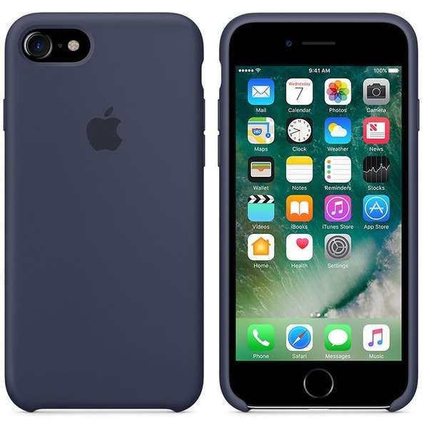Capac protectie spate Apple Silicone Case pentru iPhone 7, Albastru Midnight