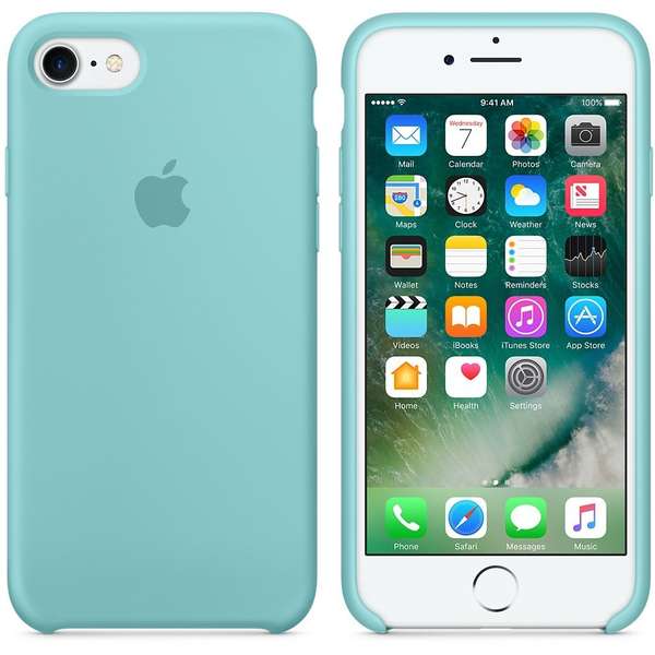 Capac protectie spate Apple Silicone Case pentru iPhone 7, Albastru Sea