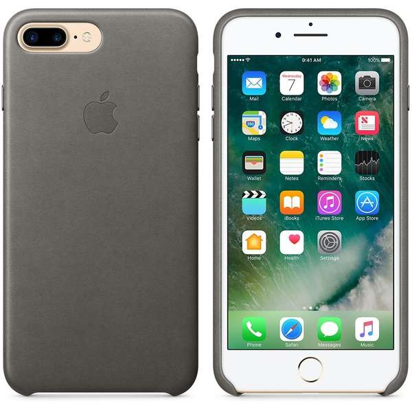 Capac protectie spate Apple Leather Case pentru iPhone 7 Plus, Gri Storm