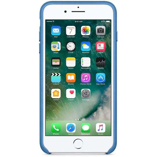 Capac protectie spate Apple Leather Case pentru iPhone 7 Plus, Albastru Sea