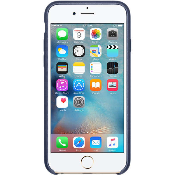Capac protectie spate Apple Leather Case pentru iPhone 6s Plus, Albastru Midnight