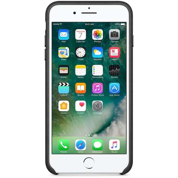 Capac protectie spate Apple Leather Case pentru iPhone 7 Plus, Negru