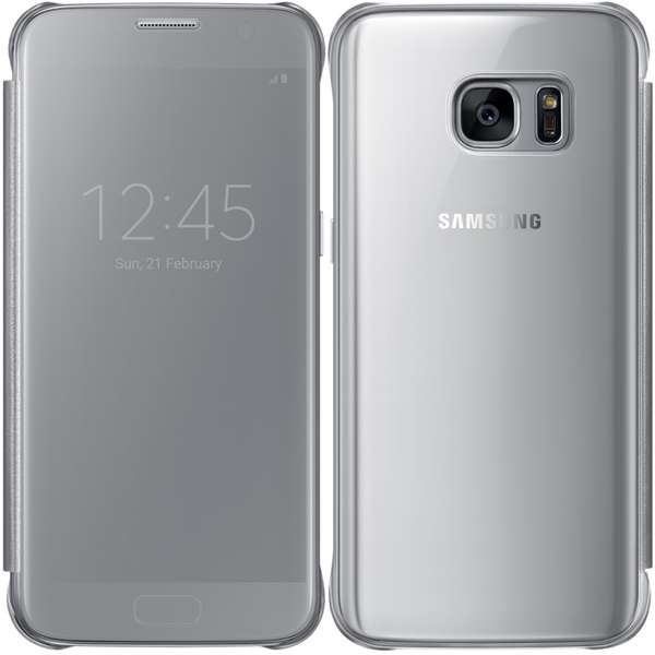 Husa Samsung Clear View Cover pentru Galaxy S7 G930, Argintiu