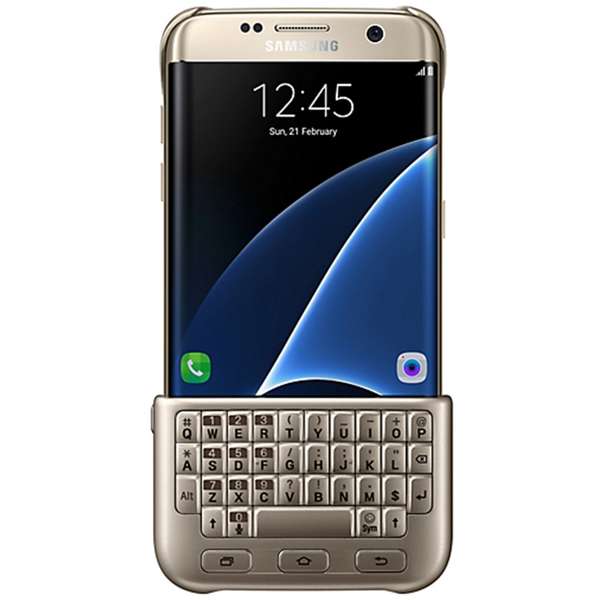 Capac protectie spate cu tastatura QWERTY Samsung pentru Galaxy S7 Edge G935, Auriu