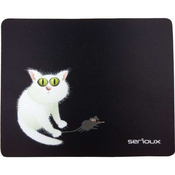 Mouse Pad Serioux MSP02 Cat and Mice, Negru