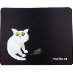 Mouse Pad Serioux MSP02 Cat and Mice, Negru