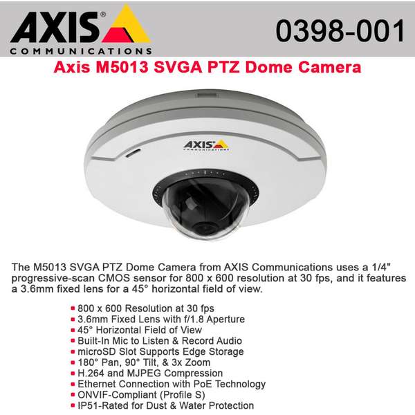 Camera IP AXIS M5013, Dome, CMOS, Alb