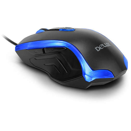 Mouse gaming Delux M556, USB, Optic, 2400dpi, Negru/Albastru