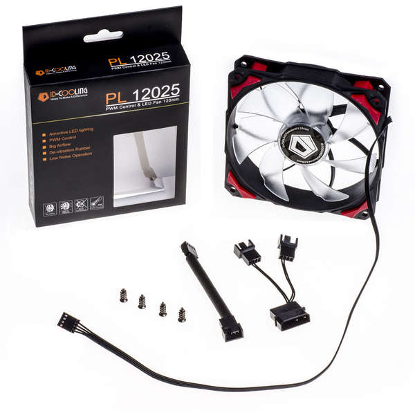 Ventilator PC ID-Cooling PL-12025-R Red LED PWM, 120mm