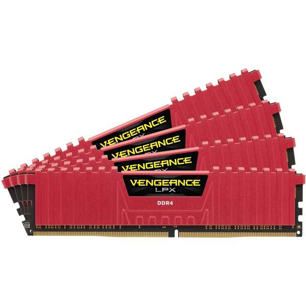 Memorie Corsair Vengeance LPX Red, 16GB, DDR4, 2800MHz, CL16, 1.2V, Kit Quad Channel