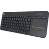 Tastatura Logitech Touch K400 Plus, Wireless, USB, Layout UK, Negru