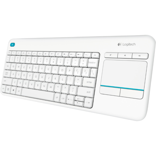 Tastatura Logitech Touch K400 Plus, Wireless, USB, Layout DE, Alb