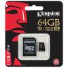 Card Memorie Kingston Micro SDXC, 64GB, Clasa 10, UHS-I U3 + Adaptor SD