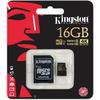 Card Memorie Kingston Micro SDHC, 16GB, Clasa 10, UHS-I U3 + Adaptor SD