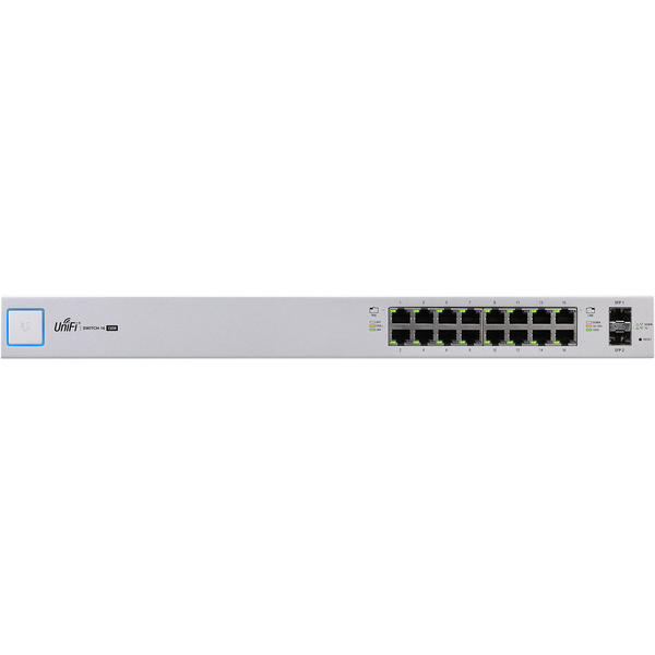 Switch Ubiquiti UniFi US-16-150W, 16x 10/100/1000Mbps, 2x SFP Gigabit, PoE, Management