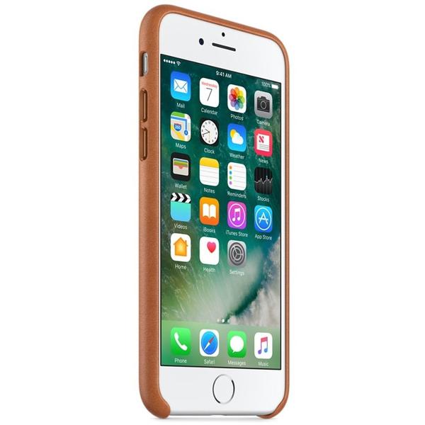 Capac protectie spate Apple Leather Case pentru iPhone 7, Maron Saddle