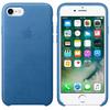 Capac protectie spate Apple Leather Case pentru iPhone 7, Albastru Sea