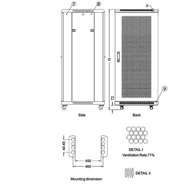 Cabinet Metalic Xcab 42U6080M, 42U, Negru