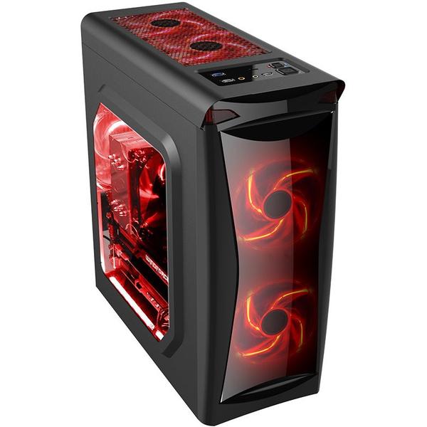 Carcasa Floston RED FIRE, MiddleTower, Fara sursa, Negru