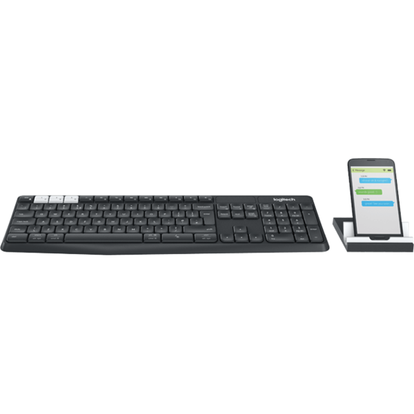 Tastatura Logitech K375s Multi-Device, Wireless, USB/Bluetooth, Negru + Stand Universal