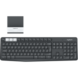 Tastatura Logitech K375s Multi-Device, Wireless, USB/Bluetooth, Negru + Stand Universal
