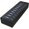 Hub USB RAIDSONIC Icy Box IB-AC6110, 10 x USB 3.0, Negru