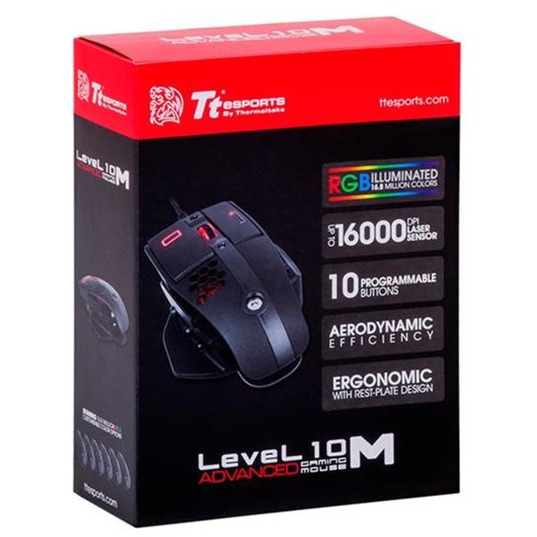 Mouse gaming Thermaltake Tt eSPORTS Level 10 M Advanced Black, USB, Laser, 16000dpi, Negru