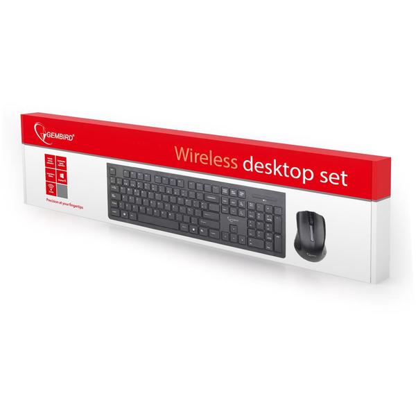 Kit Tastatura si Mouse Gembird KBS-WCH-01, Wireless, USB, Negru