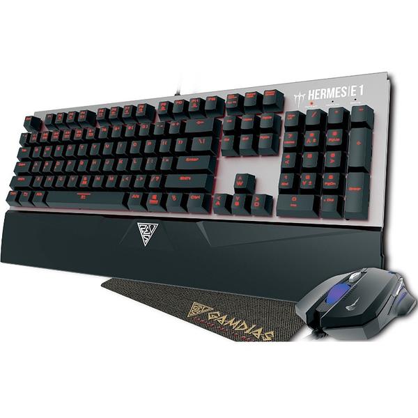 Kit Tastatura, Mouse si Mouse Pad Gamdias HERMES E1 COMBO, USB, Negru/Argintiu