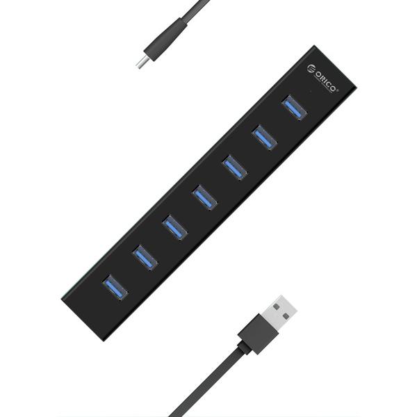 Hub USB Orico H7013-U3-AD, 7 x USB 3.0, Negru