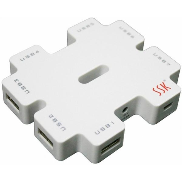 Hub USB SSK SHU11-C, 7 x USB 2.0, Alb