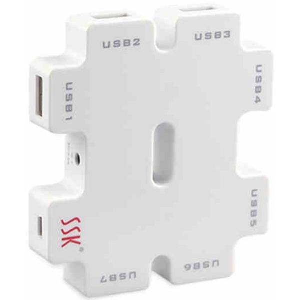 Hub USB SSK SHU11-C, 7 x USB 2.0, Alb
