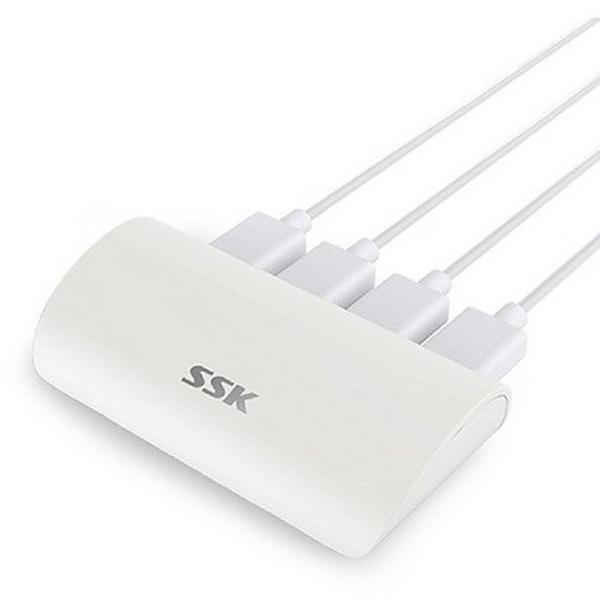 Hub USB SSK SHU800, 4 x USB 3.0, Alb