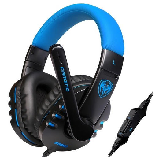 Casti gaming Somic G923 Blue, Jack 3.5mm, Negru/Albastru