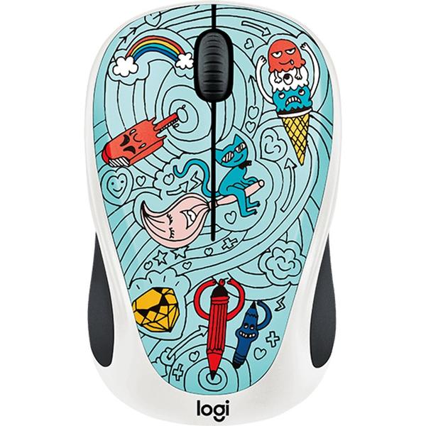Mouse Logitech M238 - Doodle Collection - BAE-BEE BLUE, Wireless, USB, Optic, 1000dpi, Multicolor