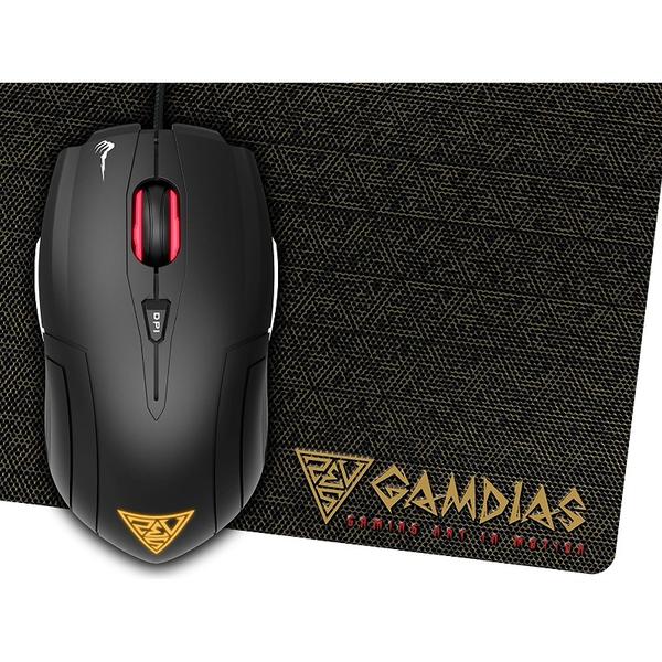 Mouse gaming Gamdias DEMETER E1, USB, Optic, 3200dpi, Negru + Mouse Pad NYX E1