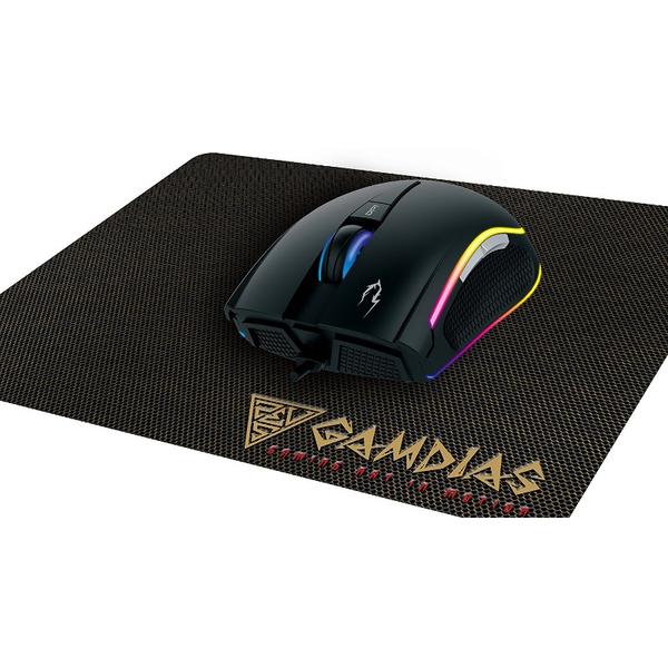 Mouse gaming Gamdias ZEUS E1 RGB, USB, Optic, 3200dpi, Negru + Mouse Pad NYX E1