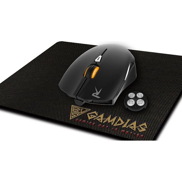 Mouse gaming Gamdias OUREA E1, USB, Optic, 4000dpi, Negru + Mouse Pad NYX E1