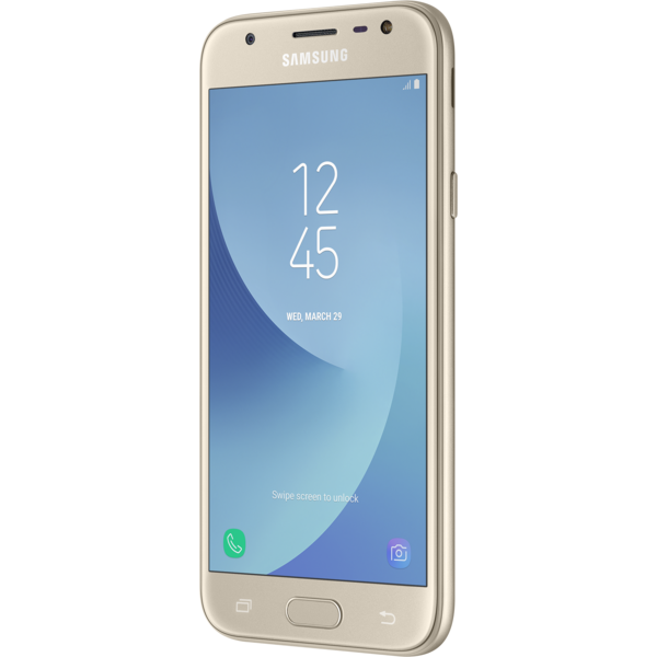 Smartphone Samsung Galaxy J3 (2017), Dual SIM, 5.0'' PLS Multitouch, Quad Core 1.4GHz, 2GB RAM, 16GB, 13MP, 4G, Gold